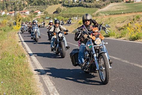 Gruppo di motociclisti che pranza insieme durante un raduno