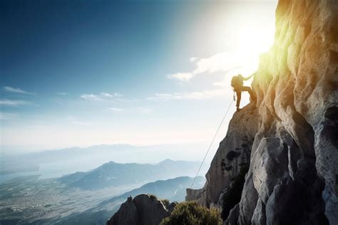 Una persona che scala una montagna