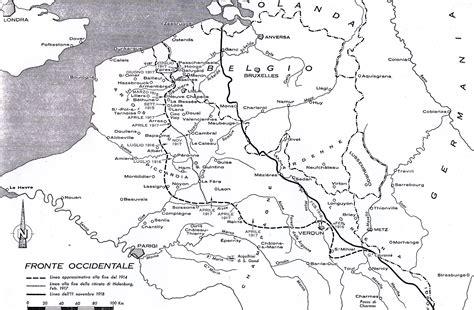 Mappa del fronte occidentale con le linee di trincea