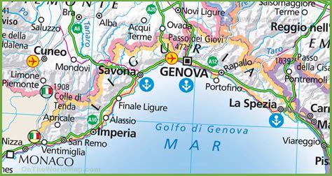 Mappa della costa ligure con indicazione di Varazze