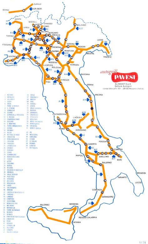 Mappa del tratto autostradale A4 tra Villesse e Palmanova