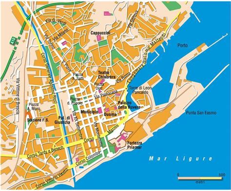 Mappa della città di Savona con indicazione degli studi legali