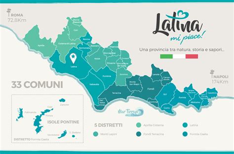Mappa della provincia di Latina con i comuni menzionati