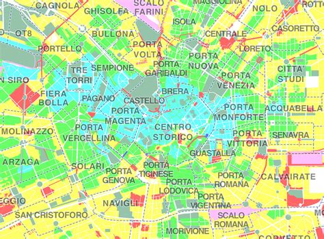 Mappa urbana con indicazione delle strade e delle zone pubblicitarie