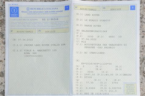 Documenti di circolazione di un veicolo