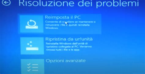 Concetto di ambiente di ripristino