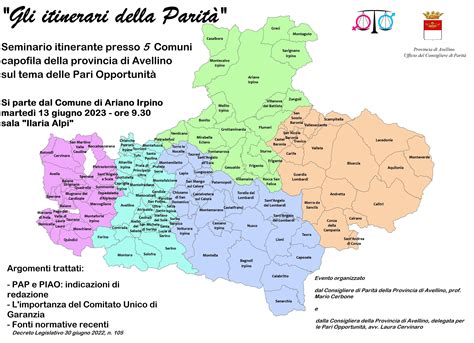 Mappa della Provincia di Avellino con evidenziate le aree di potenziale sviluppo