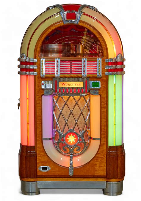 Dettaglio estetico di un jukebox Wurlitzer 1015 con i suoi iconici tubi a bolle