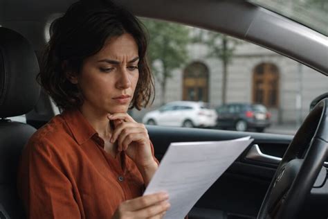 Persona che guarda una multa con espressione perplessa