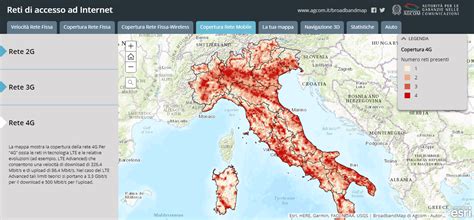 Mappa di copertura della rete mobile in Europa