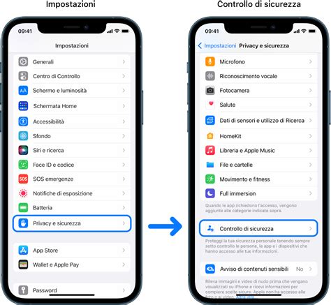 Schermata di impostazioni privacy su un'app per smartphone
