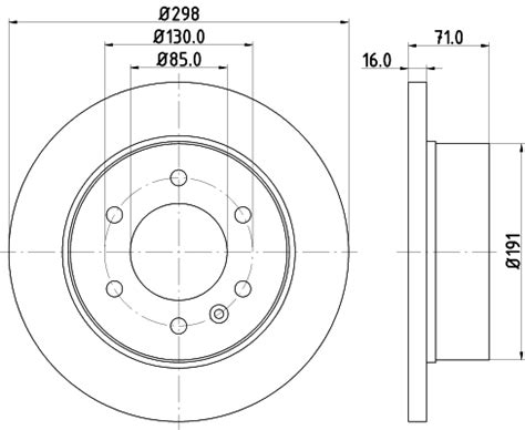 Disegno tecnico di un disco freno forato
