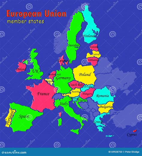Mappa dell'Unione Europea con evidenziati i Paesi membri