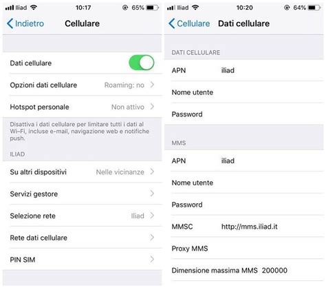 Impostazioni dati mobili Android