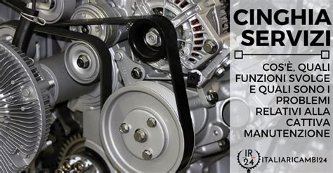 Schema di un motore con cinghia dei servizi che collega vari componenti