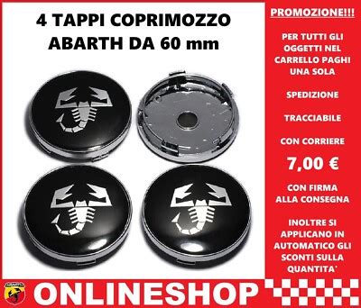 Tappi coprimozzo Abarth su cerchioni neri