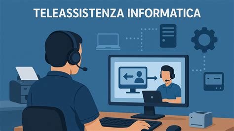Illustrazione di un tecnico che assiste un utente da remoto