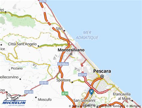 Mappa dell'area di Montesilvano con indicazione di concessionarie