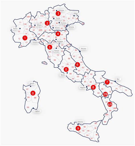 Mappa delle spedizioni dei ricambi in Italia