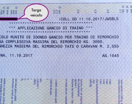 Targa omologazione gancio traino con sigla ECE