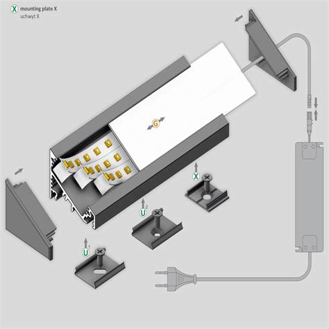 Schema di montaggio strisce LED su lamierino