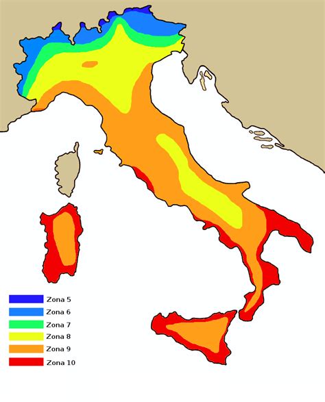 Mappa delle zone climatiche ideali per la coltivazione del limone in Italia