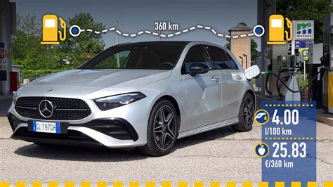 Grafico comparativo consumi motori benzina, diesel e ibrido Mercedes Classe A
