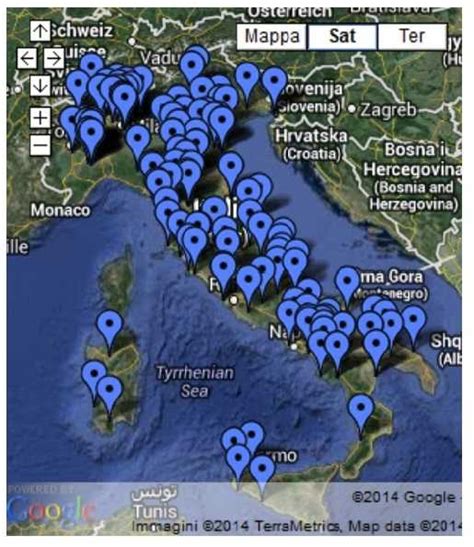 Mappa delle Fattorie del Panda e Oasi WWF in Italia