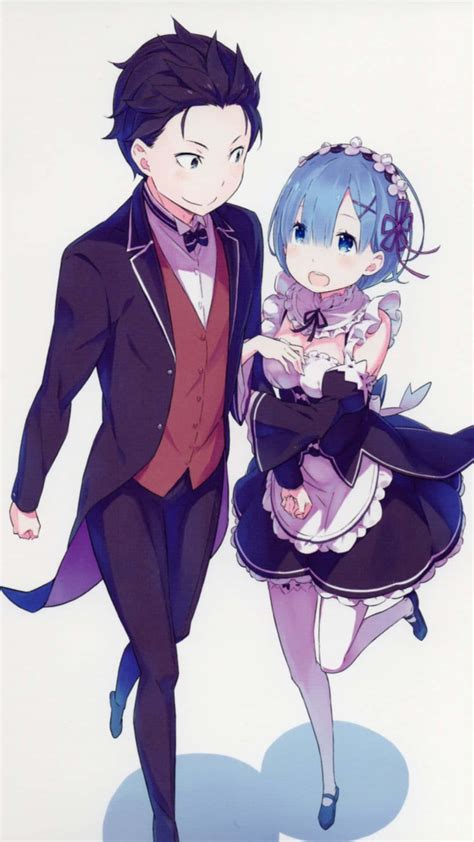 Subaru Natsuki e Rem in un momento di affetto