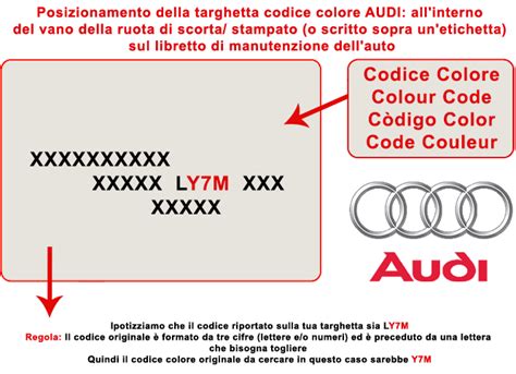 Posizioni comuni targhetta codice colore auto
