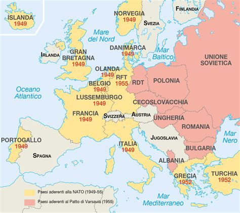 Cartina dell'Europa post-Seconda Guerra Mondiale con le zone di occupazione