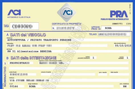 Immagine di un vecchio foglio complementare auto