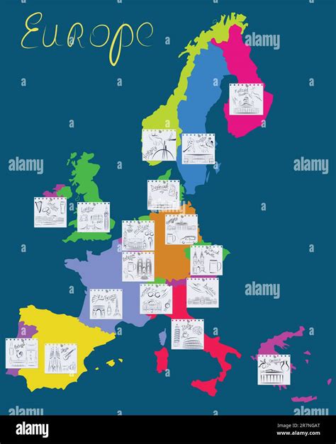 Mappa dell'Europa con simboli di lavoratori