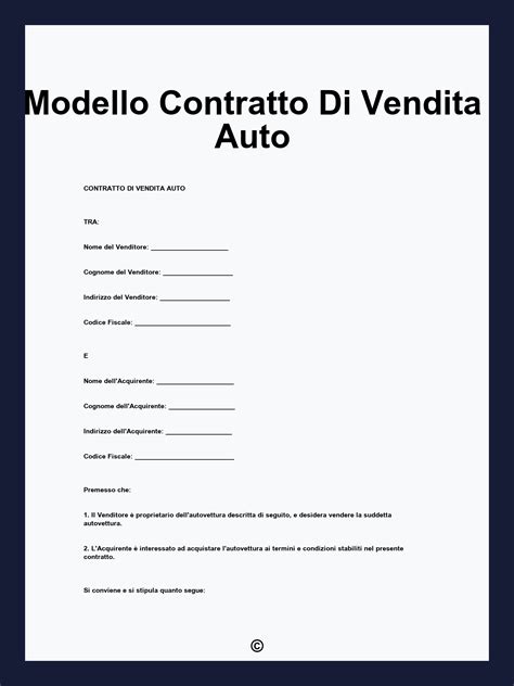 Contratto auto con evidenziate le clausole