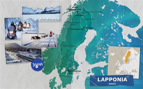 Mappa della Lapponia svedese e Kiruna