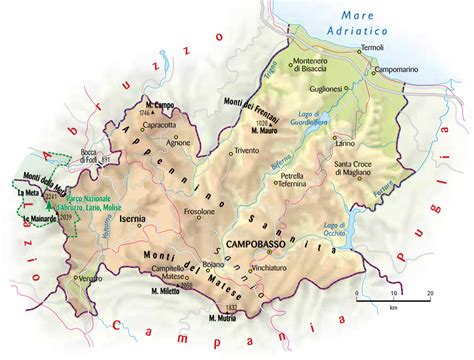 Mappa del Molise evidenziando aree rurali e montane