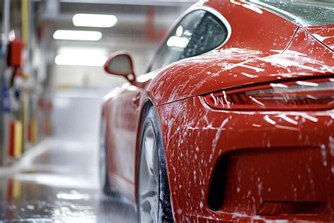 Car being washed, highlighting car antenna