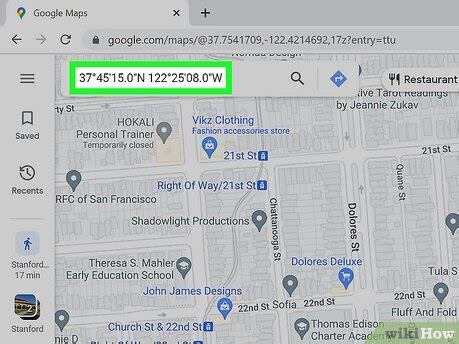 Interfaccia di Google Maps con coordinate GPS