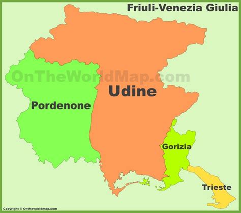 Mappa delle regioni italiane con evidenziate Friuli Venezia Giulia, Lombardia (con province di Como e Varese)