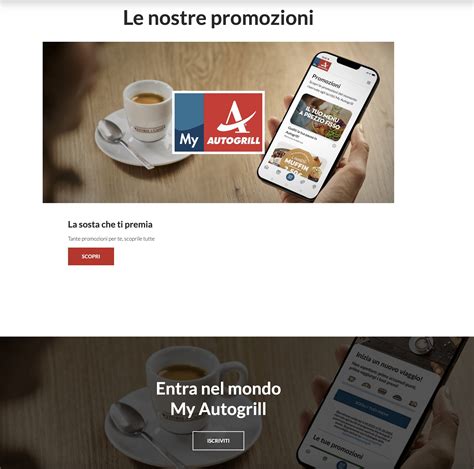 Screenshot dell'interfaccia dell'App My Autogrill