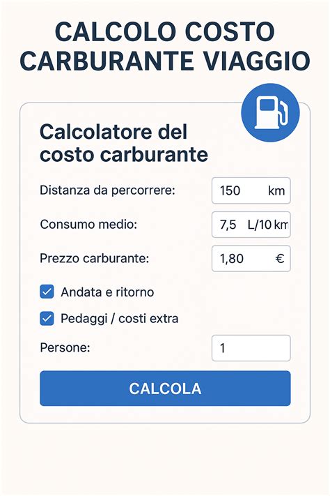Interfaccia di un'app per il calcolo del consumo di carburante