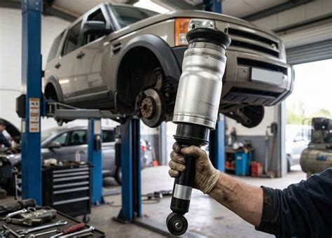 Vista laterale della Land Rover Discovery con sospensioni pneumatiche attive