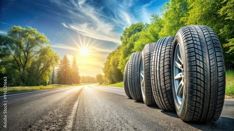 Summer tires on a sunny road