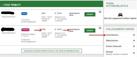 Tabelle comparative vantaggi domiciliazione bollo auto