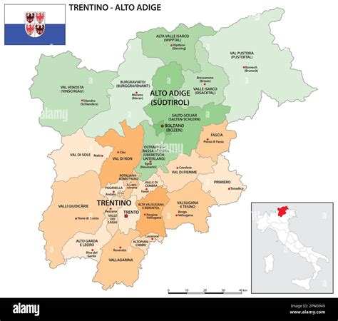 Mappa dell'Alto Adige con evidenziata Merano