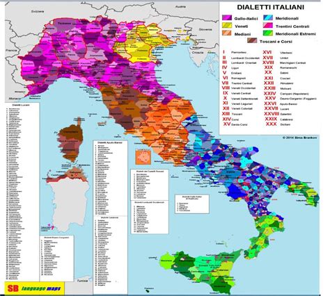 Mappa delle varianti dialettali