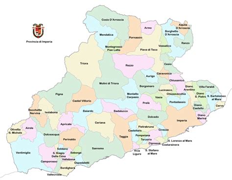 Mappa della provincia di Imperia con i punti di assistenza Dacia