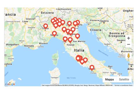 Mappa con le sedi delle concessionarie Franciosi