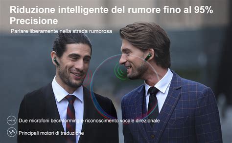 Due persone che usano auricolari per traduzione simultanea durante una conversazione
