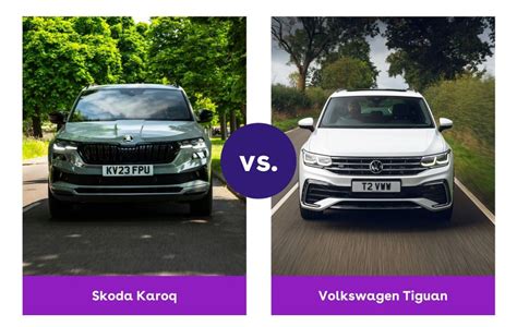 Skoda Karoq e Volkswagen Tiguan parcheggiate una accanto all'altra